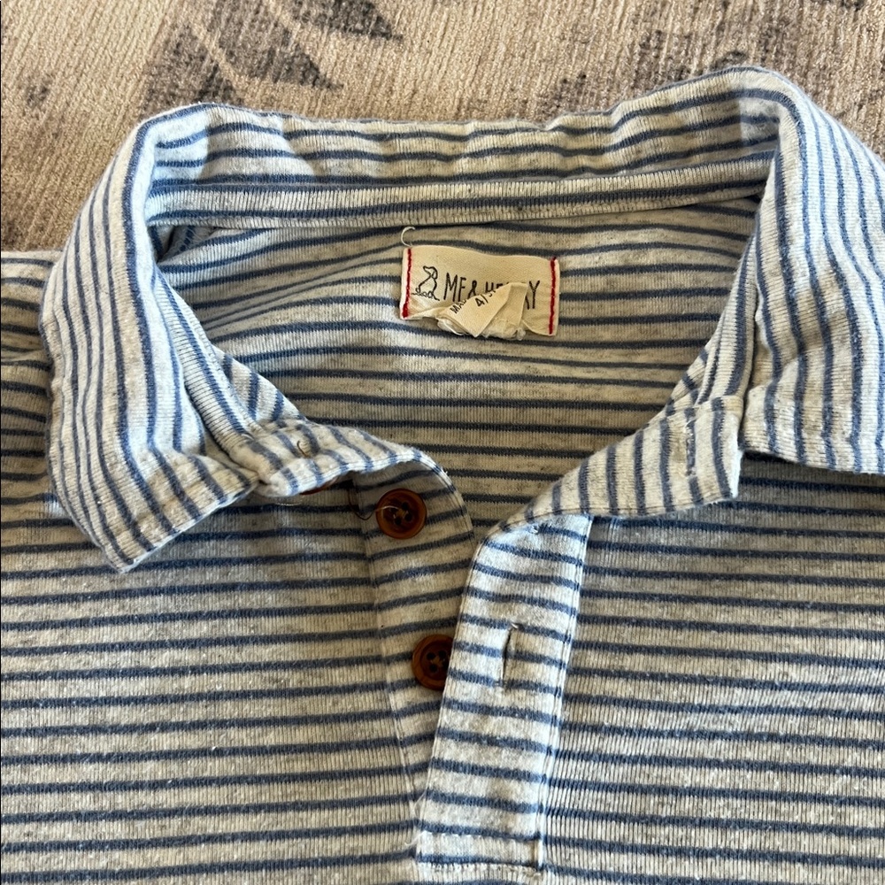 Meadow Rue Blue Striped Collared Top - Picture 2 of 4